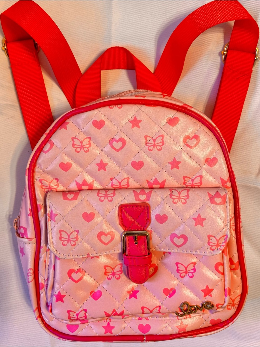 Little Girls Pink Heart & Butterfly Mini Backpack Adjustable Straps